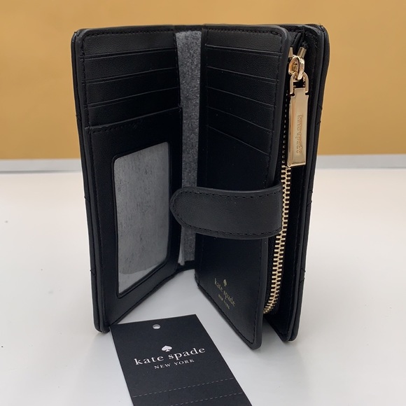 KATE SPADE Carey Medium Compact Bifold Wallet BLACK COLOR - Picture 13 of 14